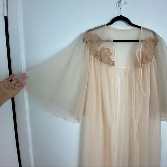 Vintage Deene Lingerie Sheer Kimono Maxi Duster Robe Fairy Whimsi Wicked Medium - Picture 14 of 15